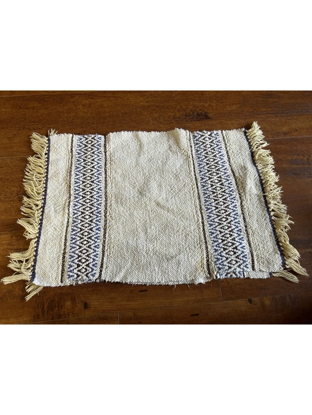 Handwoven Bohemian Style Placemat with Fringe Edges Set of 5